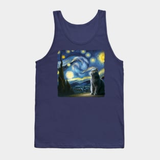 Chartreux Starry Night Inspired - Artistic Cat Tank Top